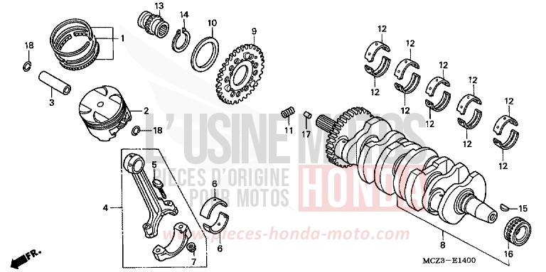 VILEBREQUIN/PISTON de Hornet 900 DEGITAL SILVER METALLIC (NHA30) de 2005